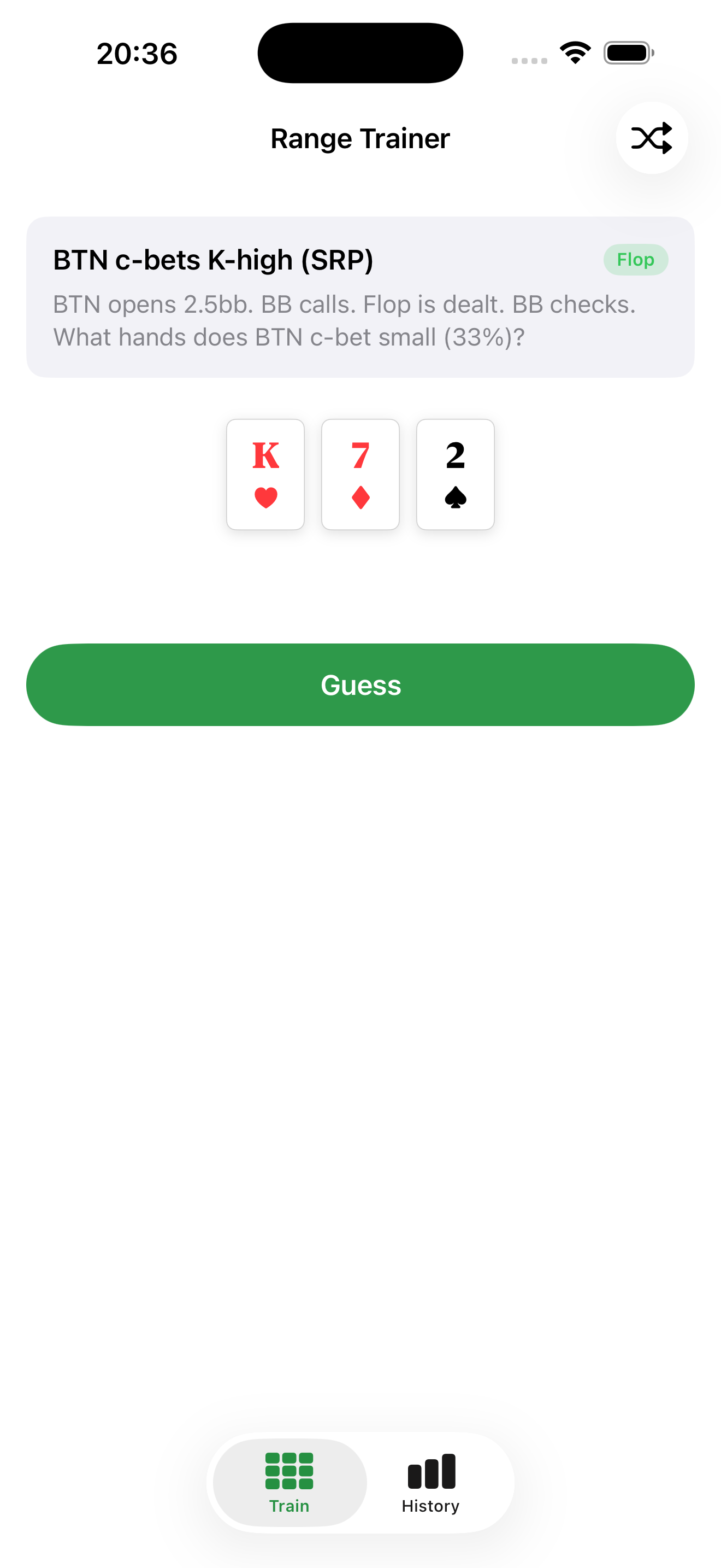 Trainer with flop board cards